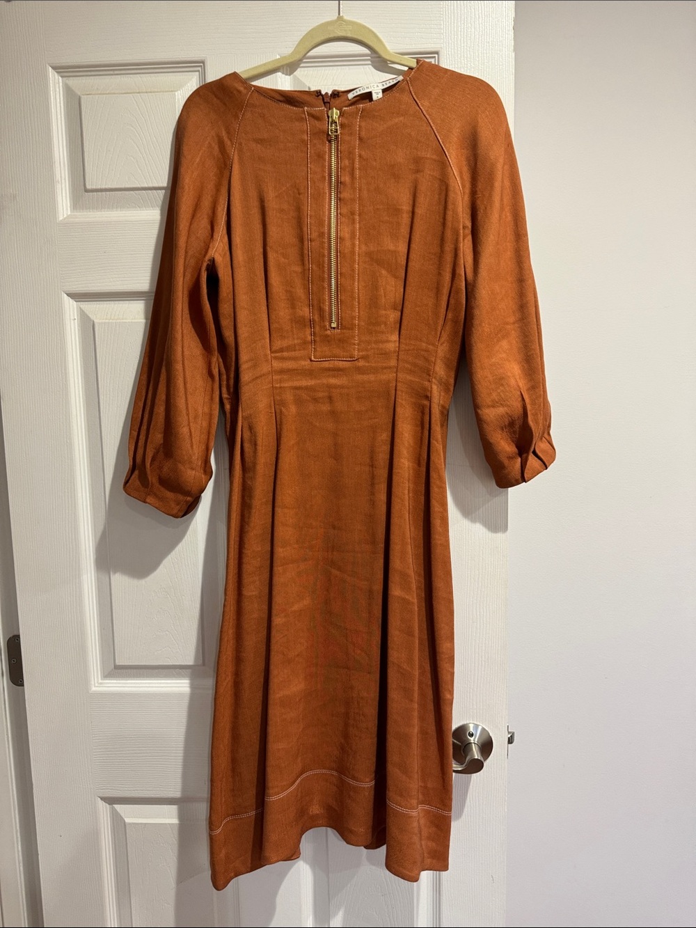 Veronica  beard Women's Rust Zip-Front Midi Dress size 6